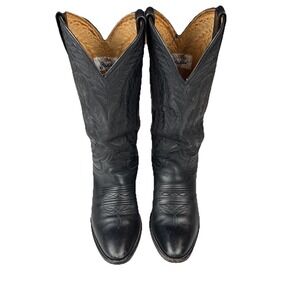 Botas Jaca Black Leather Mexican Rodeo Cowboy Boots Size Mex 25 US Men's‎ 7